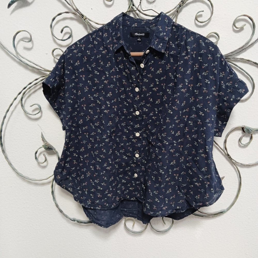 Madewell Navy Floral Button-Down Shirt